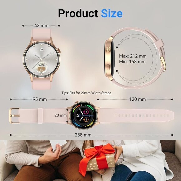 ✨ Fitpolo Smart Watch Women Pink Touchscreen Fitness Tracker Compatible Watches - Picture 8 of 8